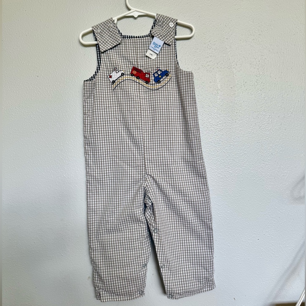 NWOT Bailey Boys Reversible Black and White Gingham Kids Overalls